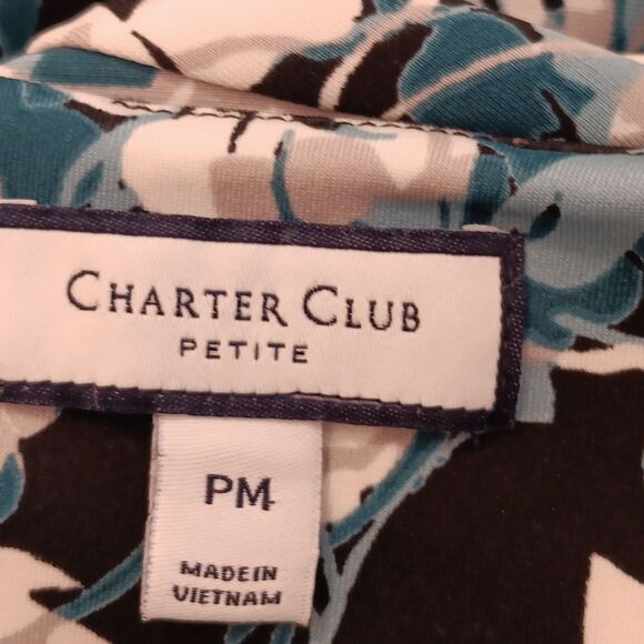 Charter Club Black and Teal Leaf Pattern Dress. Work Perfect. Floral. Soft Girl. - Picture 10 of 13